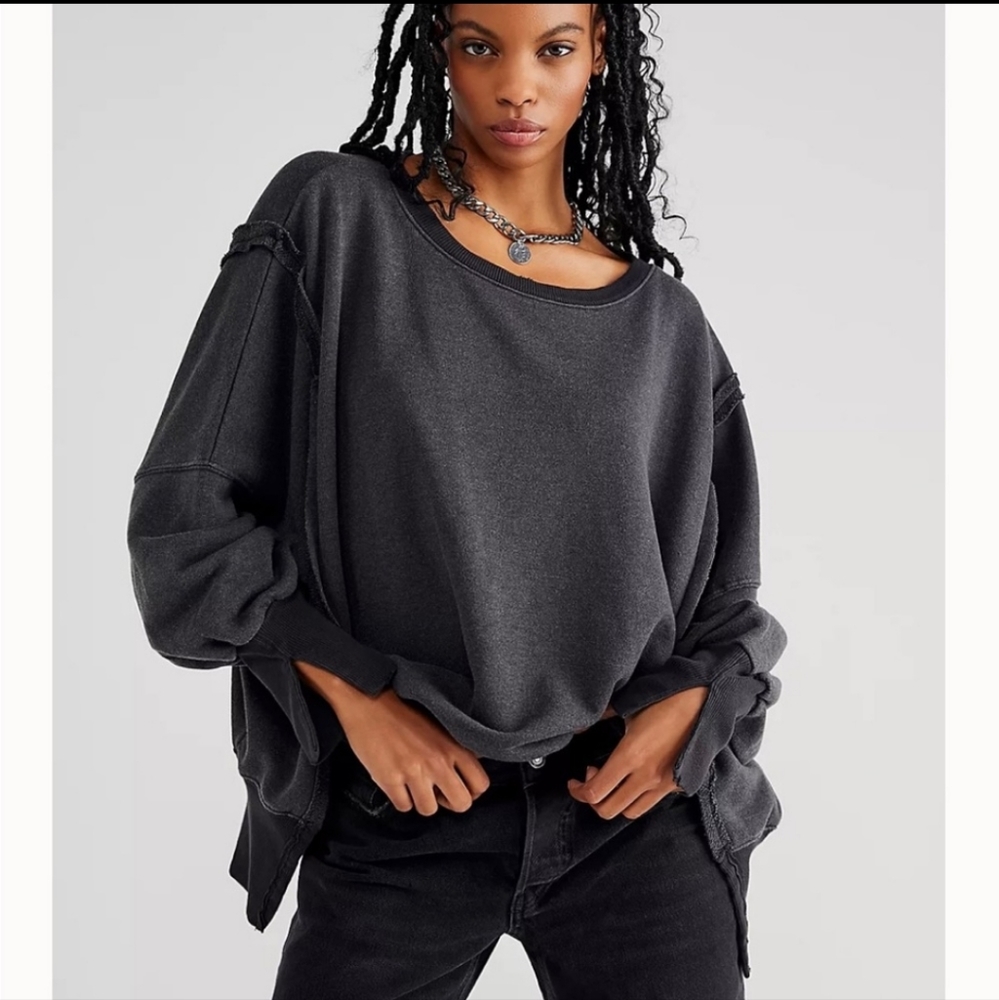 NWT FREE PEOPLE GREEN CAMDEN OVERSIZED PULLOVER We The Free - Picture 12 of 14